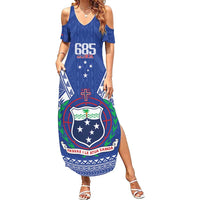 Personalised Samoa 685 Family Matching Summer Maxi Dress and Hawaiian Shirt Samoan Pride Coat Of Arms - Polynesian Pride