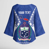 Personalised Samoa 685 Kimono Sleeve Blouse Samoan Pride Coat Of Arms LT14 - Polynesian Pride