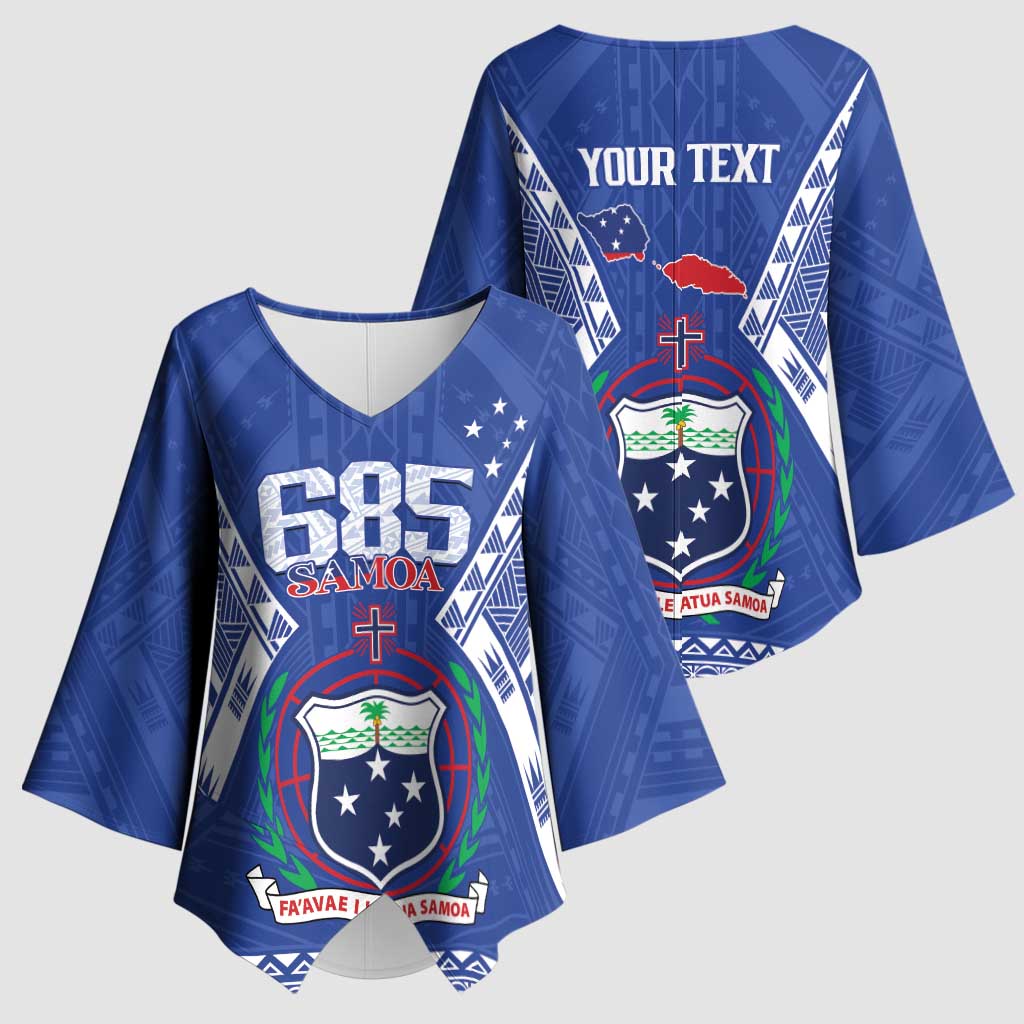 Personalised Samoa 685 Kimono Sleeve Blouse Samoan Pride Coat Of Arms LT14 - Polynesian Pride