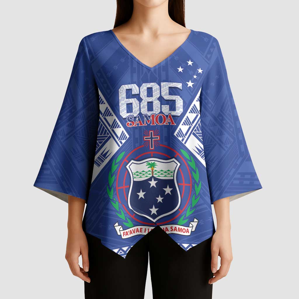 Personalised Samoa 685 Kimono Sleeve Blouse Samoan Pride Coat Of Arms LT14 - Polynesian Pride