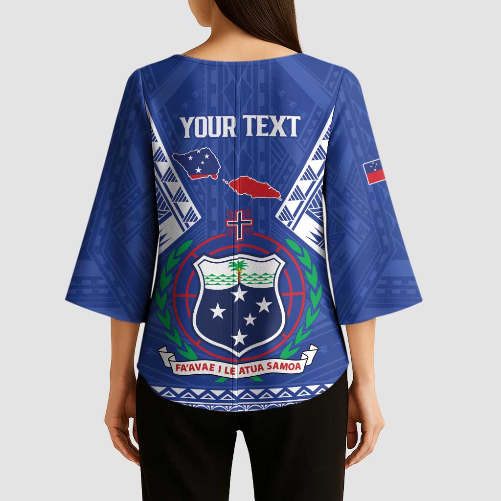 Personalised Samoa 685 Kimono Sleeve Blouse Samoan Pride Coat Of Arms LT14 - Polynesian Pride