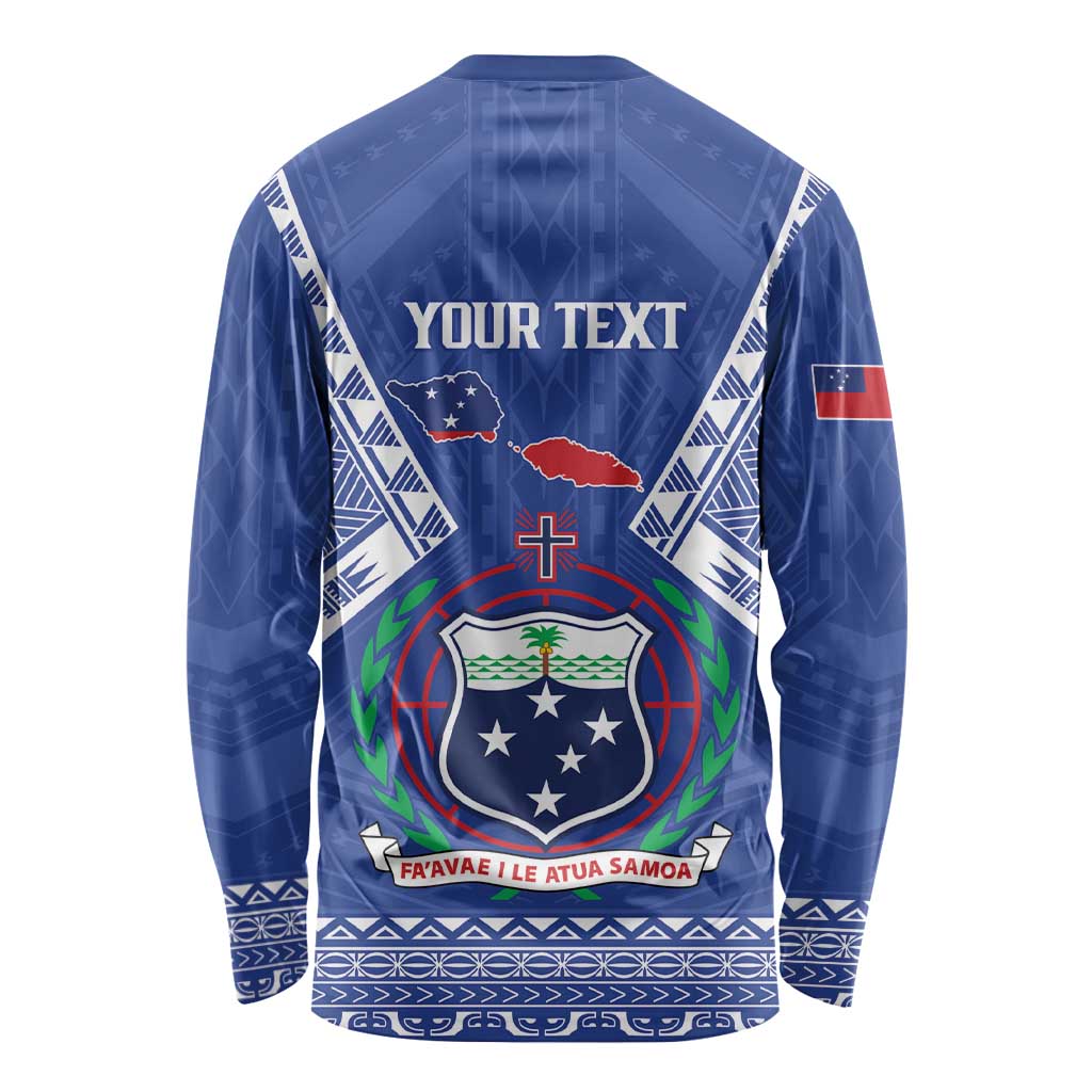 Personalised Samoa 685 Long Sleeve Shirt Samoan Pride Coat Of Arms LT14 - Polynesian Pride