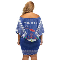 Personalised Samoa 685 Off Shoulder Short Dress Samoan Pride Coat Of Arms - Polynesian Pride