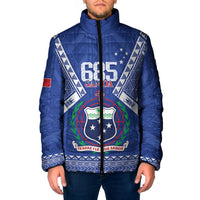 Personalised Samoa 685 Padded Jacket Samoan Pride Coat Of Arms LT14 Men Blue - Polynesian Pride