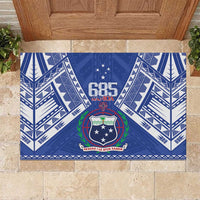 Samoa 685 Rubber Doormat Samoan Pride Coat Of Arms LT14 Blue - Polynesian Pride