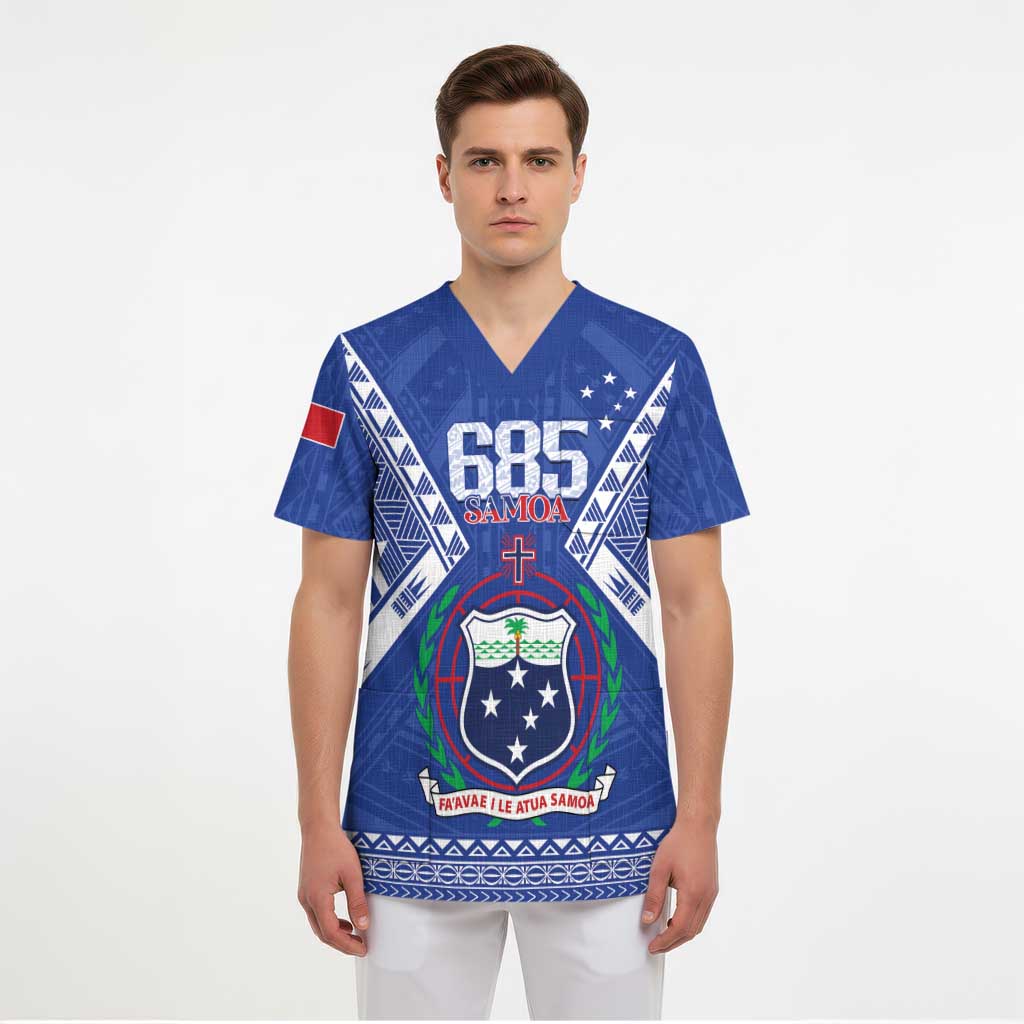 Personalised Samoa 685 Scrub Top Samoan Pride Coat Of Arms - Polynesian Pride