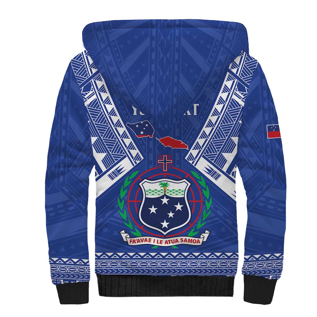 Personalised Samoa 685 Sherpa Hoodie Samoan Pride Coat Of Arms LT14 - Polynesian Pride