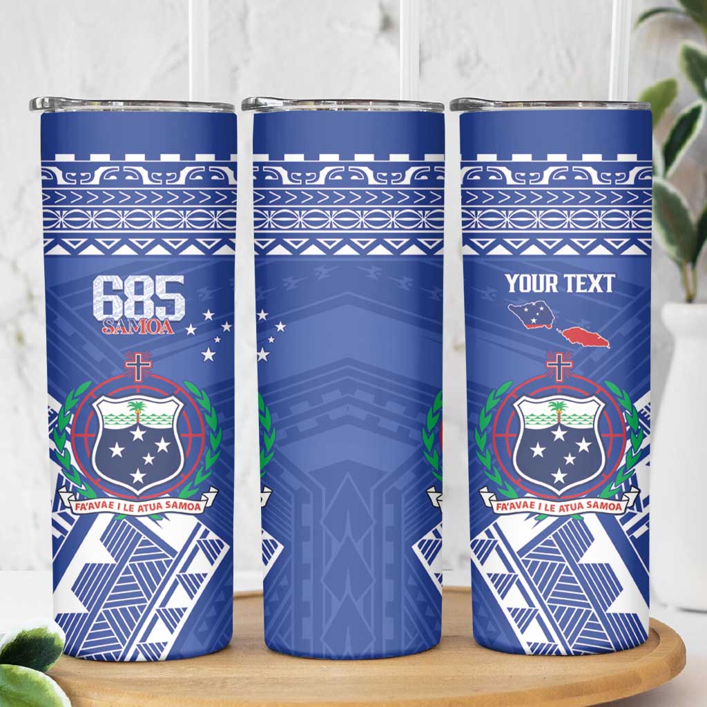 Personalised Samoa 685 Skinny Tumbler Samoan Pride Coat Of Arms - Polynesian Pride