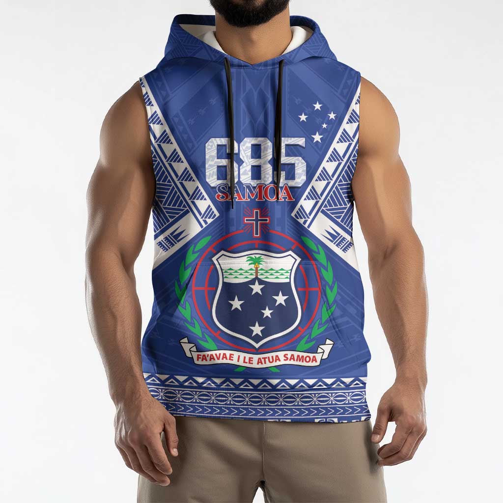 Personalised Samoa 685 Sleeveless Hoodie Samoan Pride Coat Of Arms LT14 - Polynesian Pride