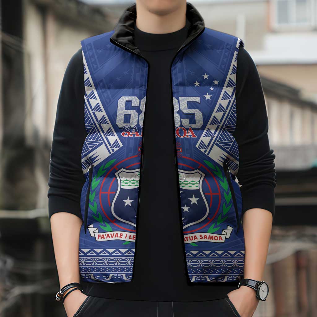 Personalised Samoa 685 Sleeveless Puffer Jacket Samoan Pride Coat Of Arms LT14 - Polynesian Pride