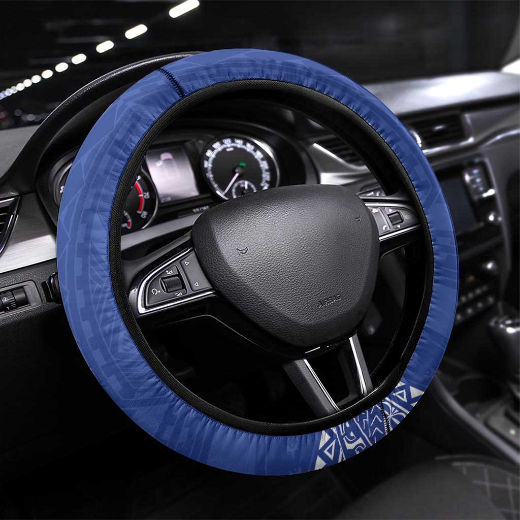 Samoa 685 Steering Wheel Cover Samoan Pride Coat Of Arms LT14 Universal Fit Blue - Polynesian Pride