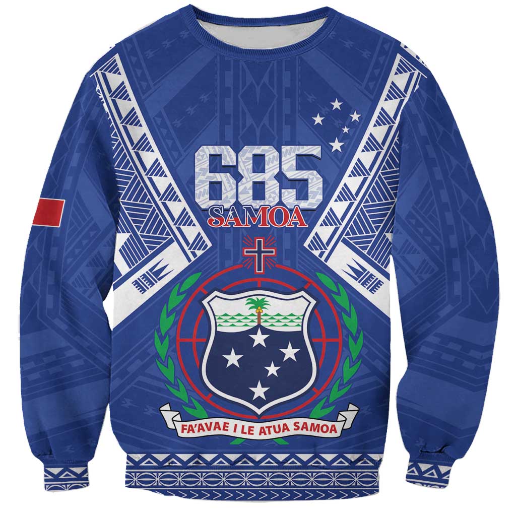 Personalised Samoa 685 Sweatshirt Samoan Pride Coat Of Arms LT14 Unisex Blue - Polynesian Pride