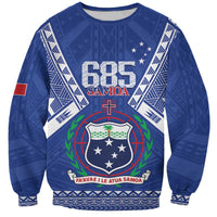 Personalised Samoa 685 Sweatshirt Samoan Pride Coat Of Arms LT14 Unisex Blue - Polynesian Pride