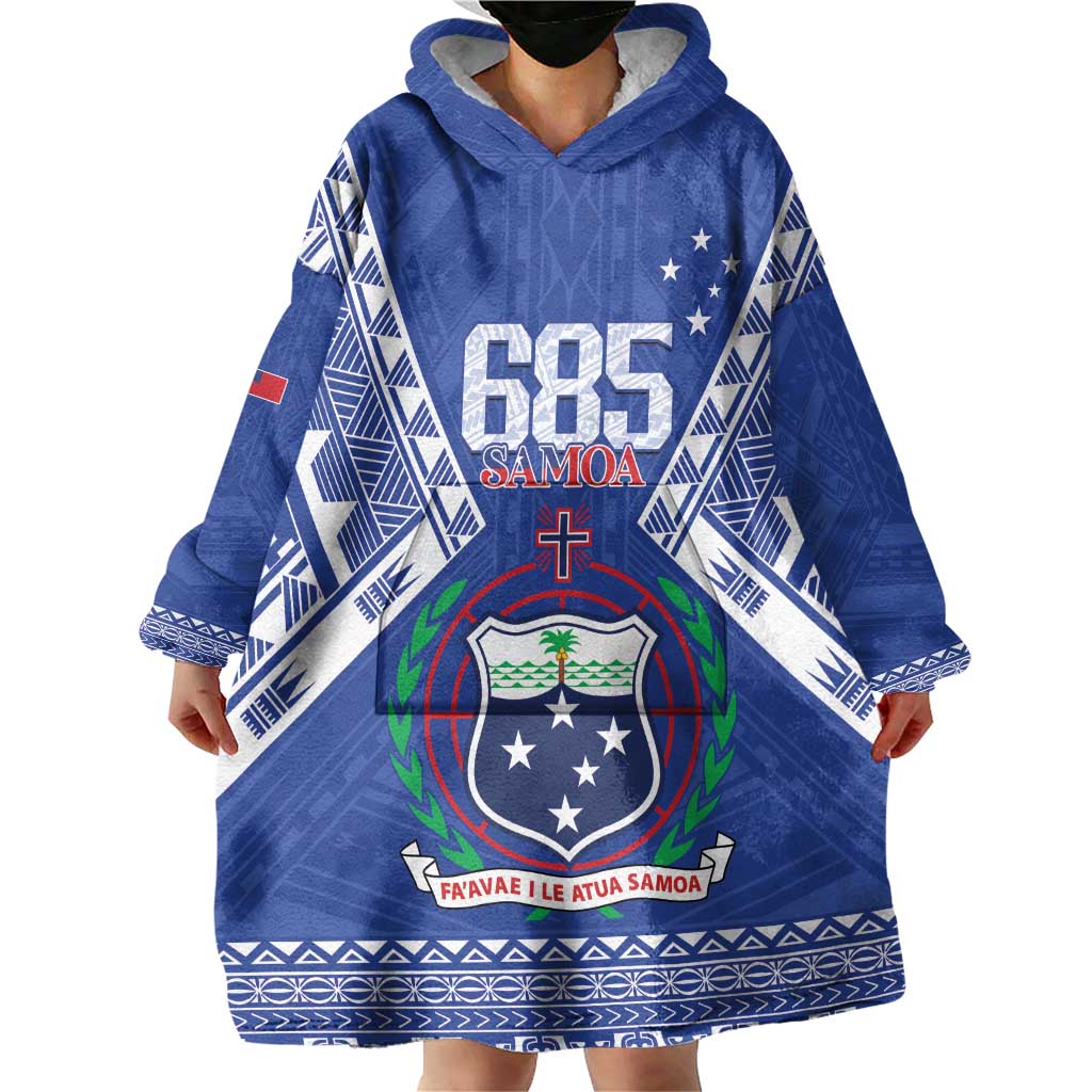 Personalised Samoa 685 Wearable Blanket Hoodie Samoan Pride Coat Of Arms LT14 - Polynesian Pride