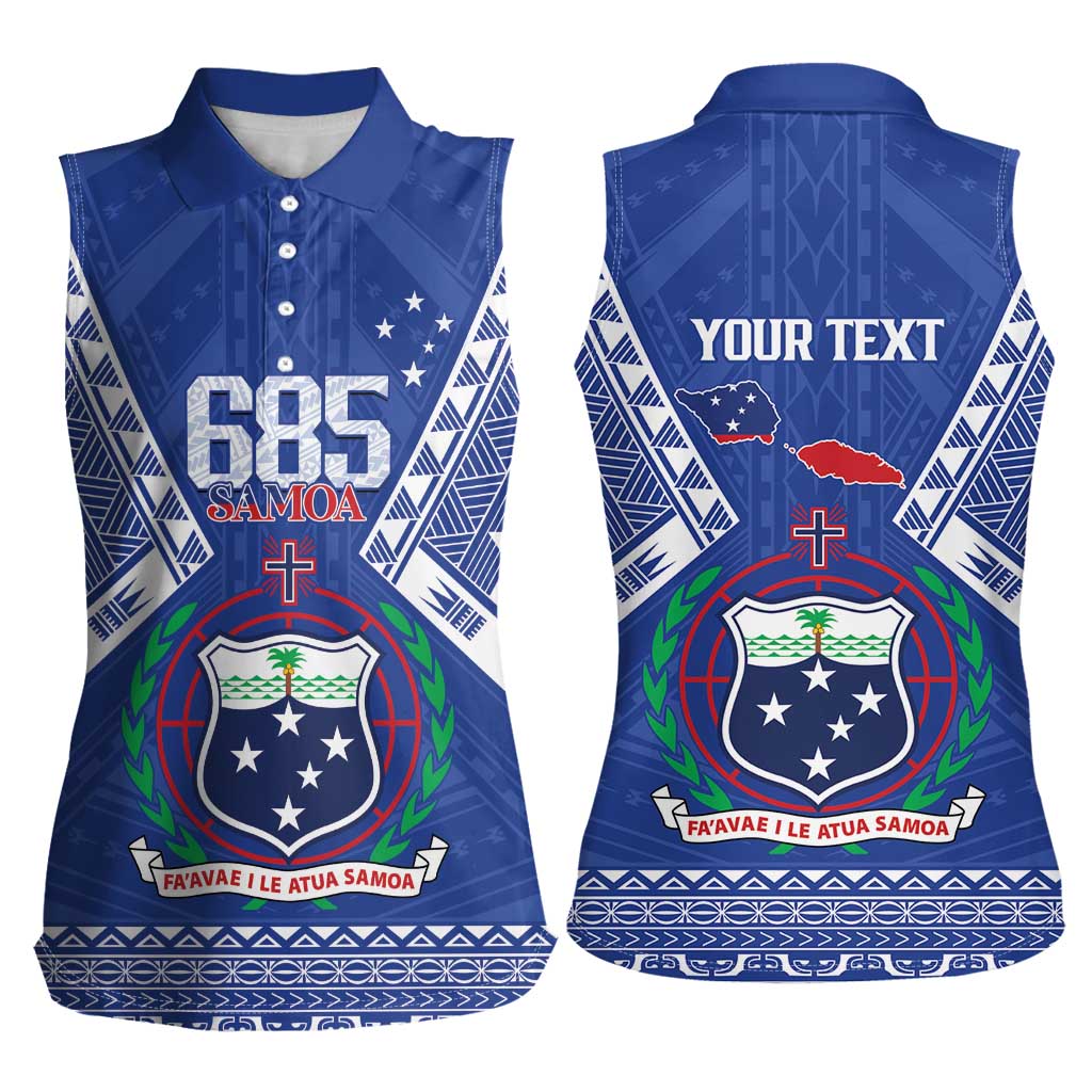 Personalised Samoa 685 Women Sleeveless Polo Shirt Samoan Pride Coat Of Arms LT14 - Polynesian Pride
