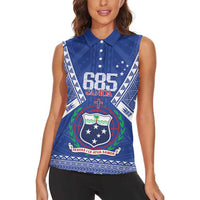 Personalised Samoa 685 Women Sleeveless Polo Shirt Samoan Pride Coat Of Arms LT14 - Polynesian Pride