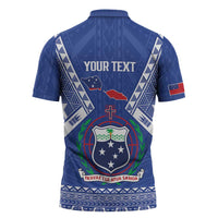Personalised Samoa 685 Zipper Polo Shirt Samoan Pride Coat Of Arms LT14 - Polynesian Pride