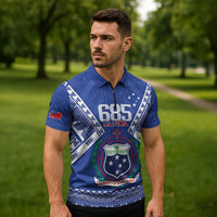 Personalised Samoa 685 Zipper Polo Shirt Samoan Pride Coat Of Arms LT14 - Polynesian Pride