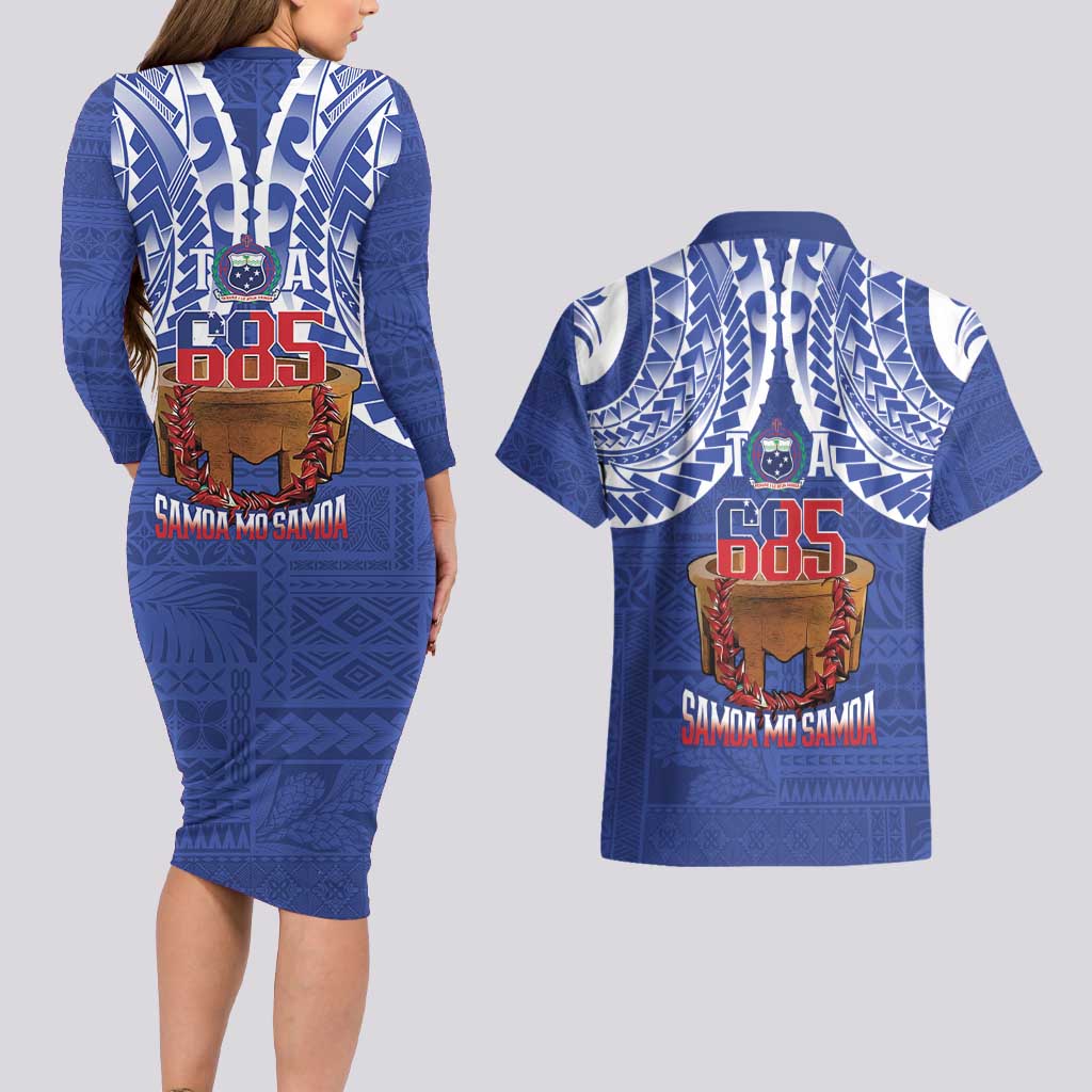 Toa Samoa Rugby Couples Matching Long Sleeve Bodycon Dress and Hawaiian Shirt 685 Pride Tanoa Ula Fala - Polynesian Pride