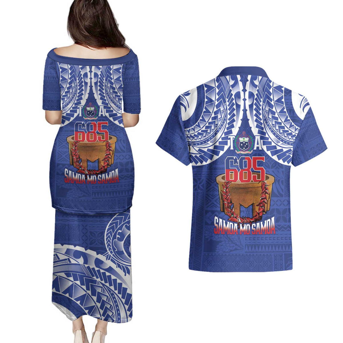 Toa Samoa Rugby Couples Matching Puletasi and Hawaiian Shirt 685 Pride Tanoa Ula Fala - Polynesian Pride