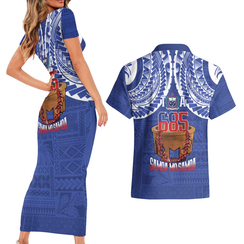 Toa Samoa Rugby Couples Matching Short Sleeve Bodycon Dress and Hawaiian Shirt 685 Pride Tanoa Ula Fala - Polynesian Pride