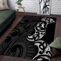 White Ribbon Day New Zealand Area Rug Aotearoa Maori Pattern LT14 Black - Polynesian Pride