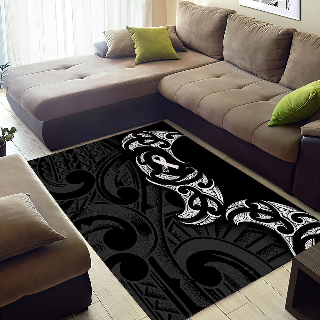 White Ribbon Day New Zealand Area Rug Aotearoa Maori Pattern LT14 - Polynesian Pride