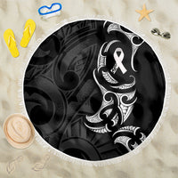White Ribbon Day New Zealand Beach Blanket Aotearoa Maori Pattern LT14 One Size 150cm Black - Polynesian Pride