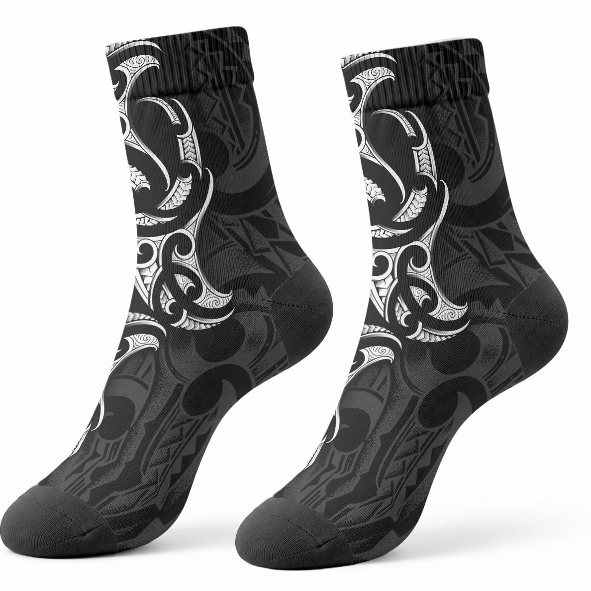 White Ribbon Day New Zealand Crew Socks Aotearoa Maori Pattern LT14 - Polynesian Pride