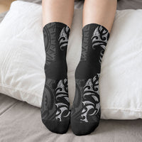 White Ribbon Day New Zealand Crew Socks Aotearoa Maori Pattern LT14 - Polynesian Pride