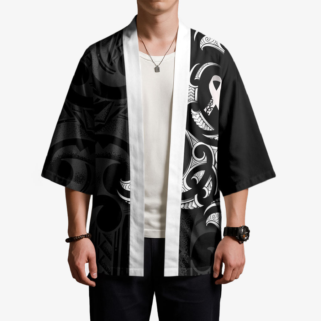 White Ribbon Day New Zealand Kimono Aotearoa Maori Pattern LT14 - Polynesian Pride