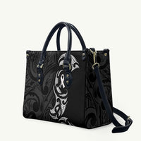 White Ribbon Day New Zealand Leather Bag Aotearoa Maori Pattern LT14 Black - Polynesian Pride