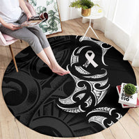 White Ribbon Day New Zealand Round Carpet Aotearoa Maori Pattern LT14 - Polynesian Pride