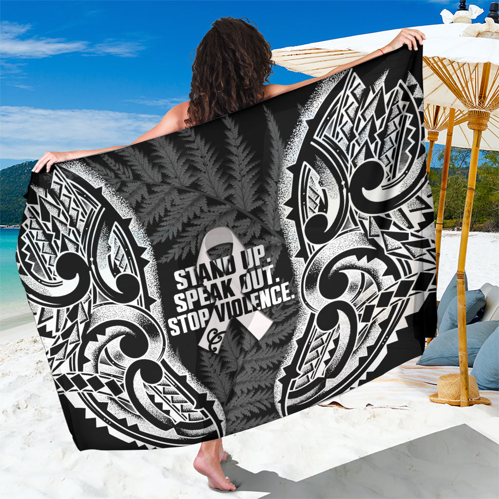 White Ribbon Day New Zealand Sarong Respect Women Maori Pattern Black LT14 One Size 44 x 66 inches Black - Polynesian Pride