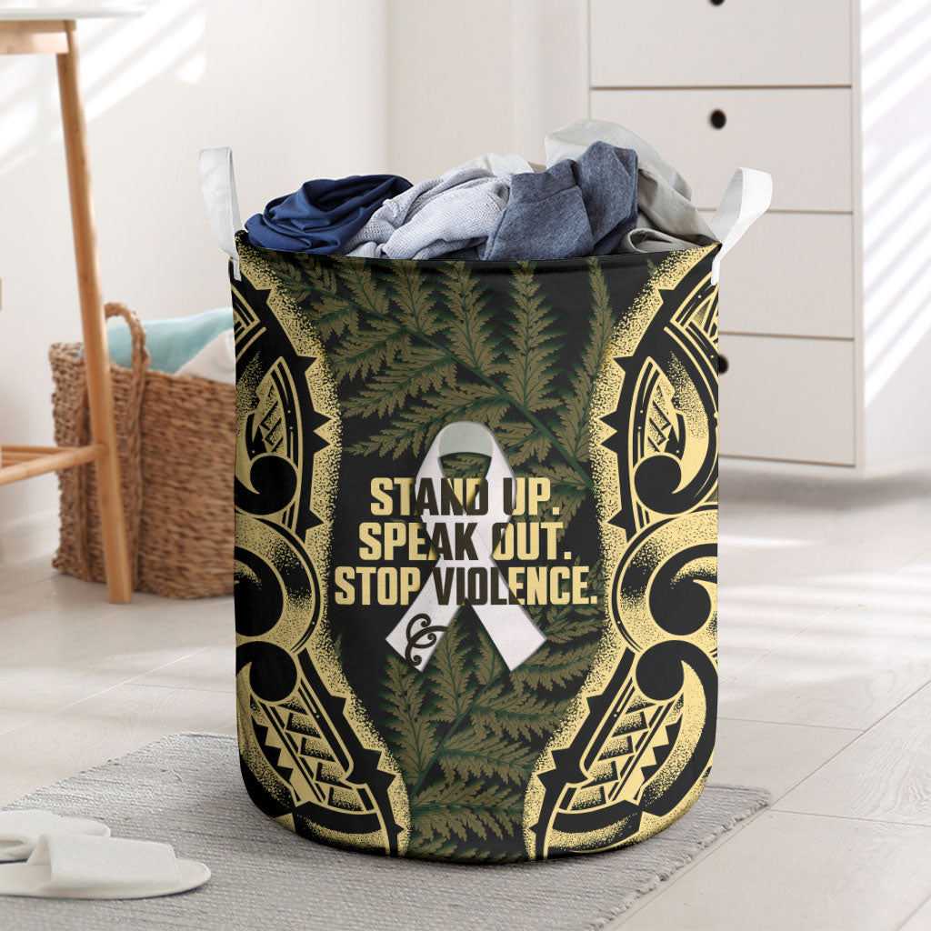 White Ribbon Day New Zealand Laundry Basket Respect Women Maori Pattern Yellow LT14 Yellow - Polynesian Pride
