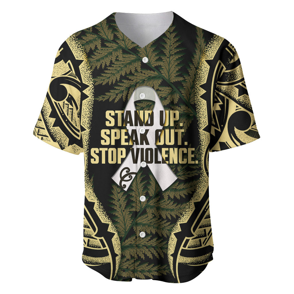 White Ribbon Day New Zealand Baseball Jersey Respect Women Maori Pattern Yellow LT14 Yellow - Polynesian Pride