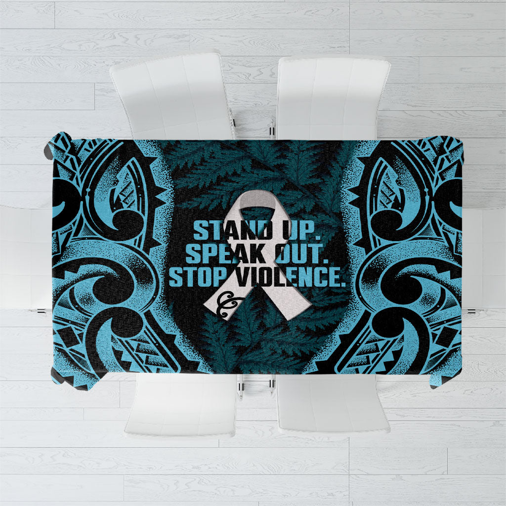 White Ribbon Day New Zealand Tablecloth Respect Women Maori Pattern Blue LT14 Blue - Polynesian Pride