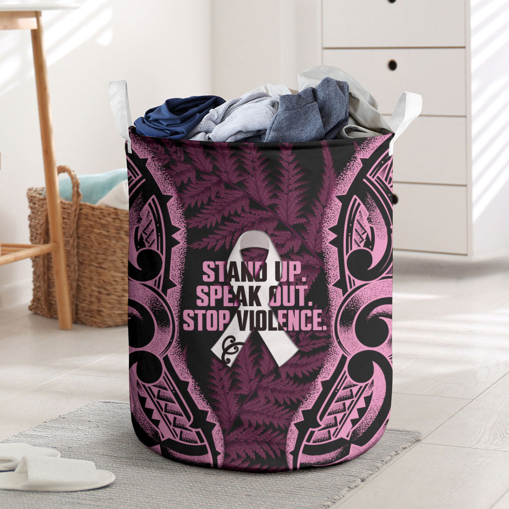 White Ribbon Day New Zealand Laundry Basket Respect Women Maori Pattern Pink LT14 Pink - Polynesian Pride