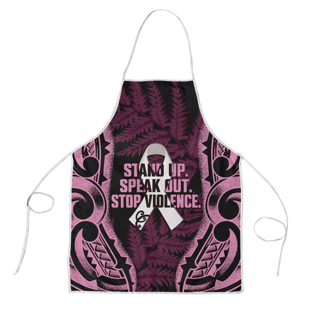 White Ribbon Day New Zealand Apron Respect Women Maori Pattern Pink LT14 Pink - Polynesian Pride