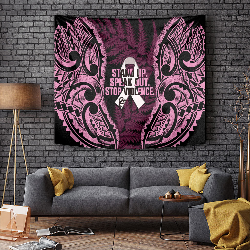 White Ribbon Day New Zealand Tapestry Respect Women Maori Pattern Pink LT14 Pink - Polynesian Pride