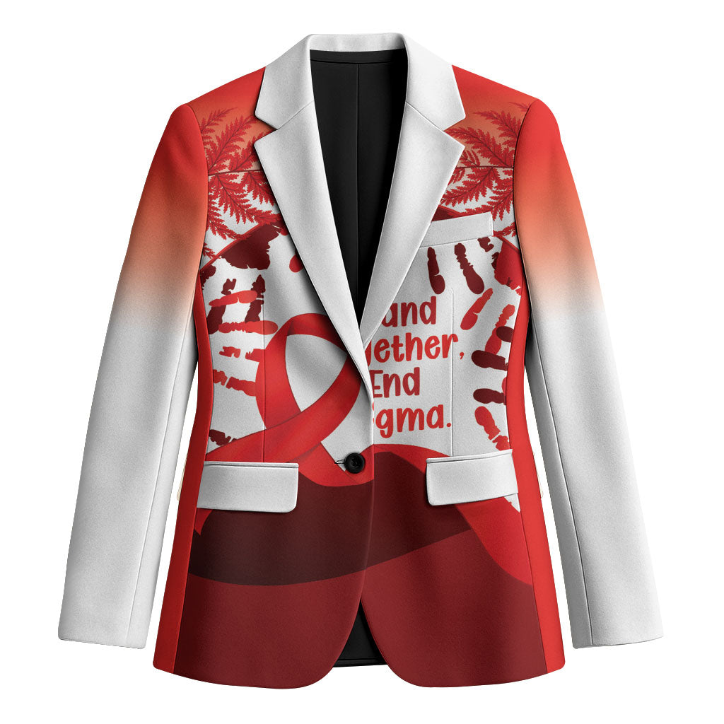 Red Ribbon Day New Zealand Blazer Stand Together End Stigma NZ Fern LT14 Unisex Red - Polynesian Pride