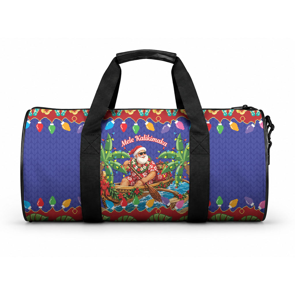 Santa Claus In Outrigger Canoe Hawaii Christmas Duffle Bag Mele Kalikimaka Hawaiian Tropical Vibes LT14 One size Blue - Polynesian Pride