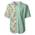 Menthol Green Aloha Hawaii Tiki Baseball Jersey Tropical Plumeria - Seamless Style