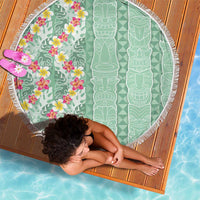 Menthol Green Aloha Hawaii Tiki Beach Blanket Tropical Plumeria - Seamless Style LT14 - Polynesian Pride