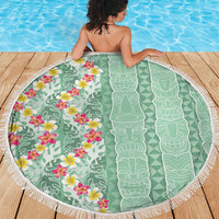 Menthol Green Aloha Hawaii Tiki Beach Blanket Tropical Plumeria - Seamless Style LT14 - Polynesian Pride