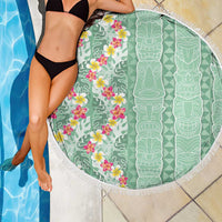 Menthol Green Aloha Hawaii Tiki Beach Blanket Tropical Plumeria - Seamless Style LT14 - Polynesian Pride