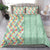 Menthol Green Aloha Hawaii Tiki Bedding Set Tropical Plumeria - Seamless Style