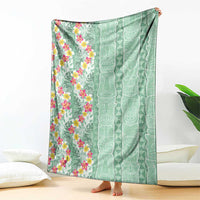 Menthol Green Aloha Hawaii Tiki Blanket Tropical Plumeria - Seamless Style LT14 - Polynesian Pride