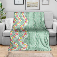 Menthol Green Aloha Hawaii Tiki Blanket Tropical Plumeria - Seamless Style LT14 - Polynesian Pride