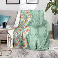 Menthol Green Aloha Hawaii Tiki Blanket Tropical Plumeria - Seamless Style LT14 - Polynesian Pride